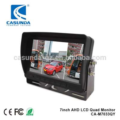 Newest 7 inch AHD truck lcd quad monitor, Guangdong factory price 24V car monitor